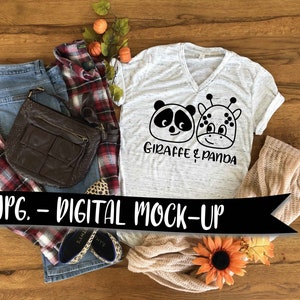 FALL THEME Tshirt Bella + Canvas 3005 White Marble V Neck Flat Lay, Bella Canvas Unisex T-shirt Mock Up, TShirt Mock Up Flat Lay