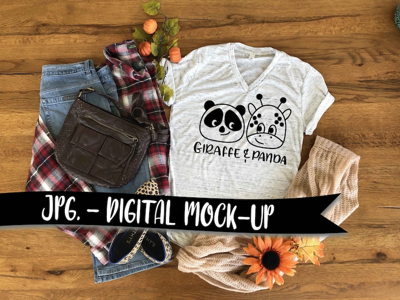 Download FALL THEME Bella Canvas 3005 White Marble V Neck Flat Lay ...