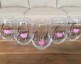 Team Bride Stemless Wine Glasses, Bridal Party Wine Glasses, Stemless Wine Glasses, Bridesmaid Gift, Bridal Party Gifts, Bridesmaid proposal