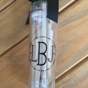 Monogram Cup, Personalized Monogram Tumbler, Monogram Tumbler, Skinny Tumbler, Arrow Monogram Tumbler, Personalized Drinking Cup, Bridesmaid image 2