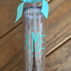 Monogram Cup, Personalized Monogram Tumbler, Monogram Tumbler, Skinny Tumbler, Arrow Monogram Tumbler, Personalized Drinking Cup, Bridesmaid image 3