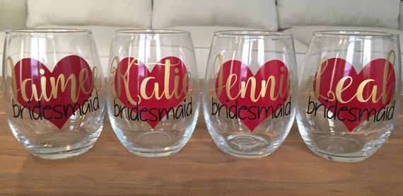 Bridesmaid Proposal, Bridal Party Wine Glasses, Wine Glasses, Bridesmaid Gift, Bridal Party Gift, Bachelorette Party, Personalized Cup
