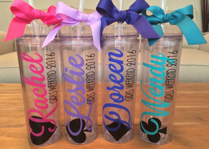 Girls Weekend, Personalized Gifts, Personalized Tumbler, Skinny Tumbler, Customized Drinking Cup, Girls Trip, Birthday Party, Tumbler image 1