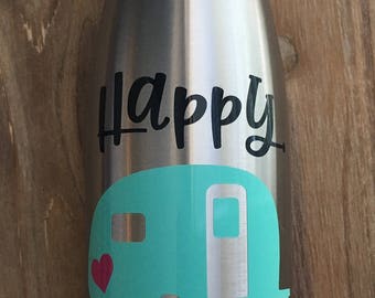 Water Bottle, Stainless Steel Water Bottle, Tumbler, Happy Camper Water Bottle, Personalized Tumbler, Custom Water Bottle, Water Bottles