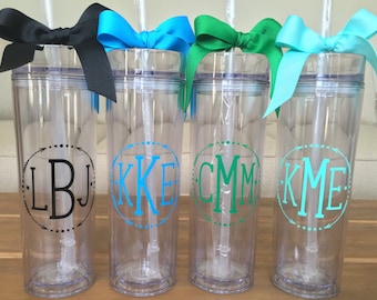 Monogram Cup, Personalized Monogram Tumbler, Monogram Tumbler, Skinny Tumbler, Arrow Monogram Tumbler, Personalized Drinking Cup, Bridesmaid