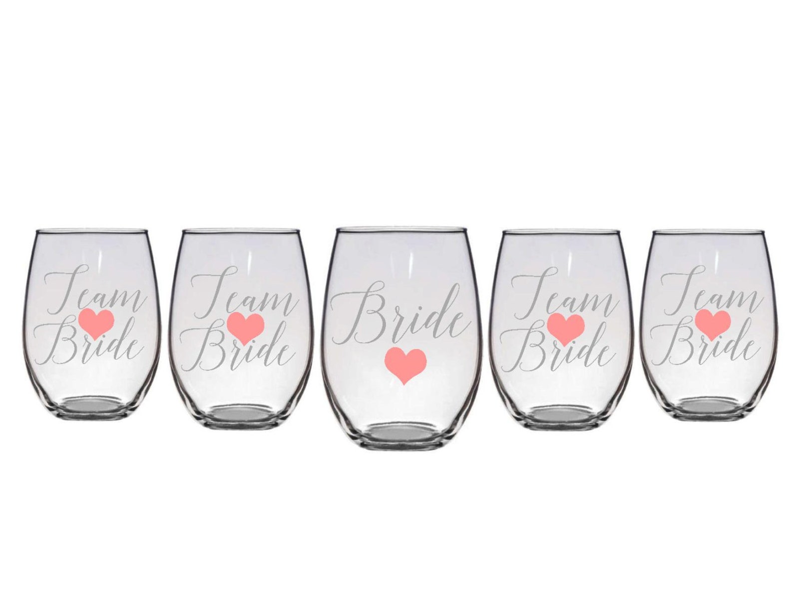 Team Bride Stemless Wine Glasses Bridal Party Wine Glasses Etsy