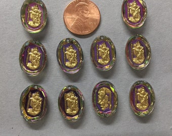18x13mm Vintage cabochons, Jewelry making supplies. Lot of 3 pieces