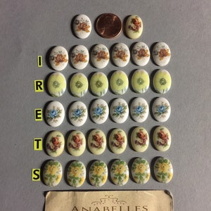Vintage Cabochons. NOS. 18x13mm. Glass cabochons. Sold by lots of 6 pieces.
