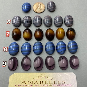 Cabochons flat back. NOS. 18x13mm, Vintage Glass cabochons. Sold by lots of 6 pieces.