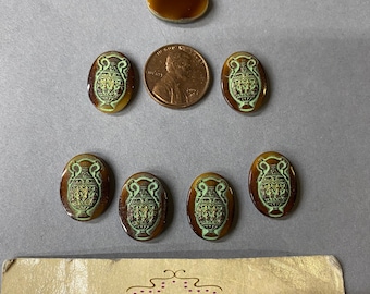 Vintage Cabochons. NOS. 18x13mm, Sold by lots of 6 pieces.