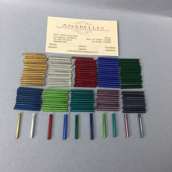 Glass Bugle Beads. NOS. 25x2.5mm sold by lots of 125 pieces. (1 Ounce)