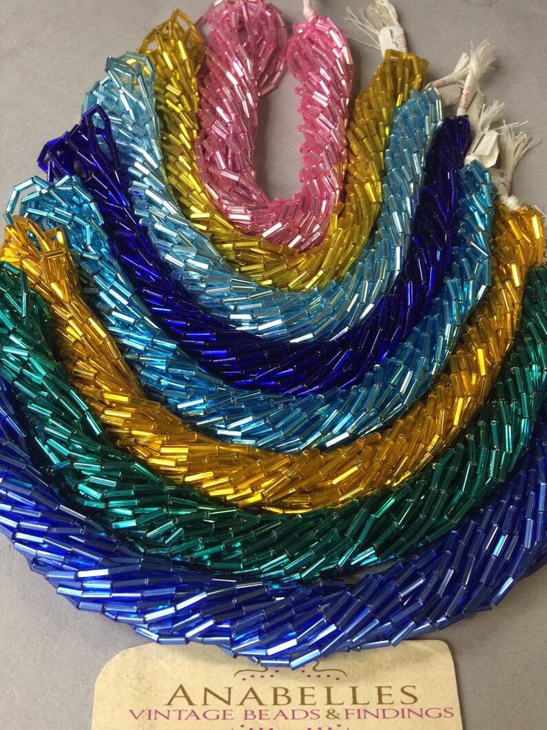 Bugle Beads. NOS. 7x2mm 3 Glass Bugle Beads. Sold by Bunch Etsy