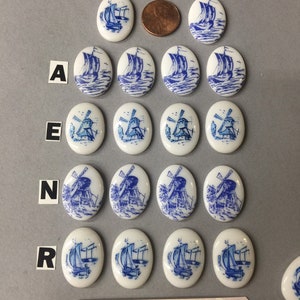 Vintage Cabochons. NOS. 25x18mm. Glass cabochons. Sold by lots of 4 pieces.