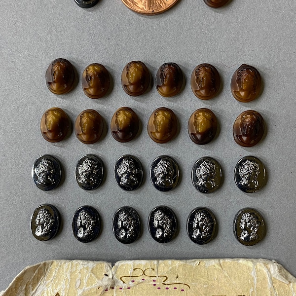 Vintage Cameos. NOS. 10x8mm. Lovely Vintage cameos. sold by lots of 12 pieces.