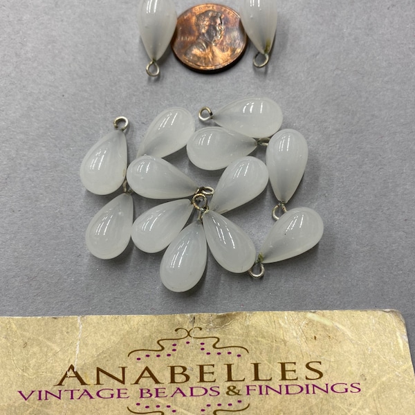 15 x 8 mm Krople ze szkła vintage, do wyrobu biżuterii, (12 szt.)