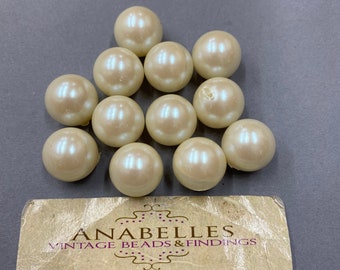 Japanese Pearls. NOS. 18mm, Half-Drilled Round Pearls. Sold by lots of 12 pieces.