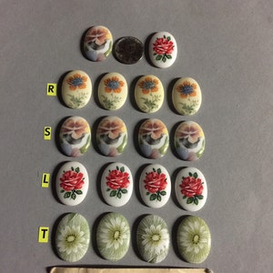 Vintage cabochons. NOS. 25x18mm.  Glass cabochons. Sold by lots of 4 pieces.