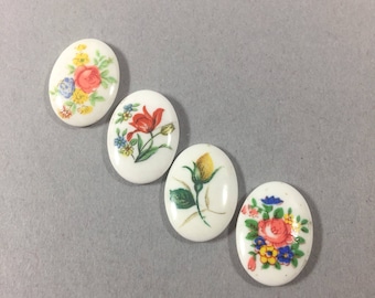 Vintage cabochons van 18 x 13 mm, voor het maken van sieraden (6 stuks)