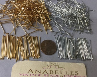 Metal findings.  20 Gauge . 1” Head Pins. Sold by lots of 125 pieces pack.