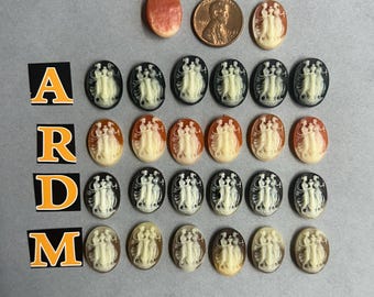 18x13mm Vintage Cabochons, Jewelry making,(6 pcs)
