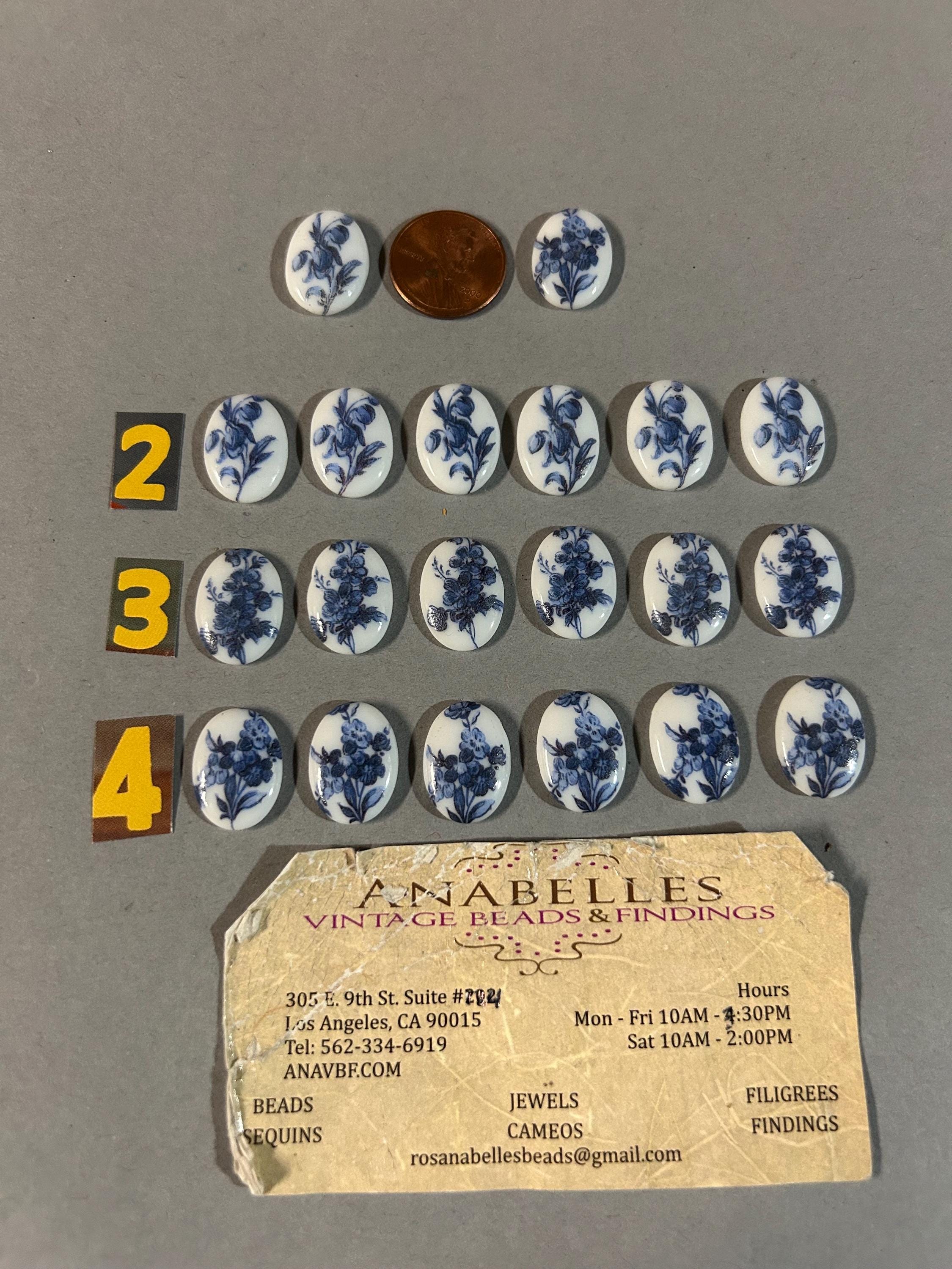 18 x 13 mm、ヴィンテージカボション、ジュエリー用品。6個セット