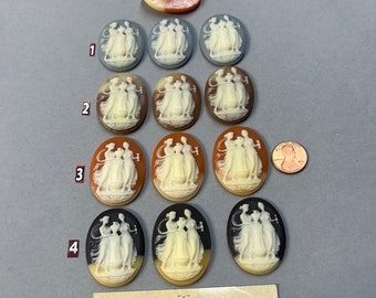 40x30mm Vintage Cabochons, Jewelry making, (3 pcs)