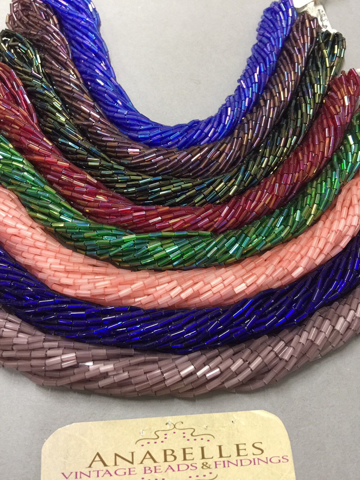 Bugle Beads. NOS. 5x2mm 2 Glass Bugle Beads.sold by Bunch of Etsy