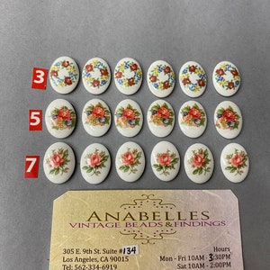 Vintage Cabochons. NOS. 18x13mm.  Porcelain Cabochons. Sold by lots of 6 pieces.