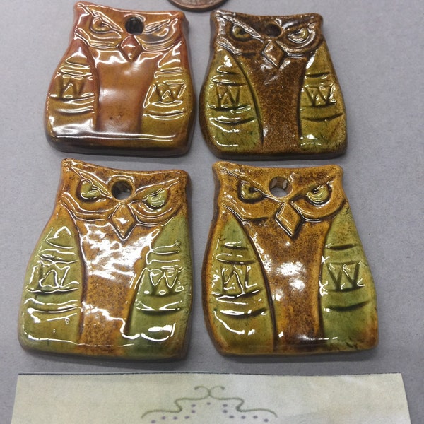 Vintage Cabochons. NOS. 40x32mm. Owl.  Sold by lots of 4 pieces.