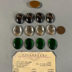 Vintage Cabochons. NOS. 25x18mm. Glass cabochons. Sold by lots of 4 pieces.