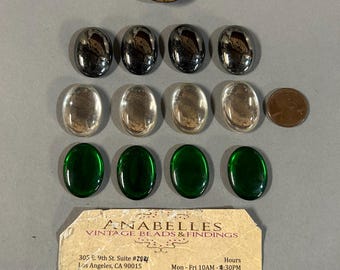 Vintage Cabochons. NOS. 25x18mm. Glass cabochons. Sold by lots of 4 pieces.