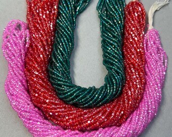 9/0 3Cut Glass Seed beads, Jewelry making, (10 strands)