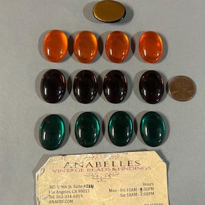 Vintage Cabochons. NOS. 25x18mm, Glass cabochons. Sold by lots of 4 pieces.