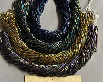 7x2mm (#3) Bugle Beads, embellishments Jewelry. 12 strands.