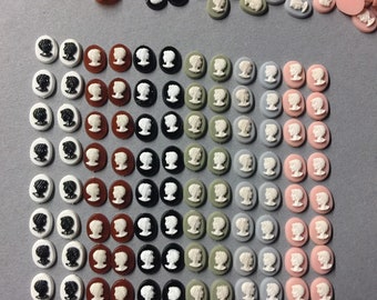 8x6mm, Vintage cabochons, jewelry making supplies. Lot of 48 pieces.
