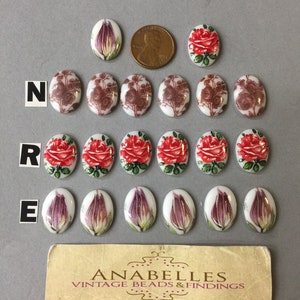Vintage Cabochons. NOS. 18x13mm, Glass cabochons. Sold by lots of 6 pieces.