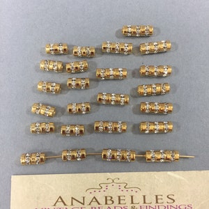 Vintage Beads. NOS. Fancy rhinestones beads.  Sold by lots of 3 pieces.