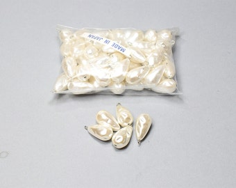 Vintage Baroque Teardrop Pearls with Loop, Made in Japan (12 Pieces)