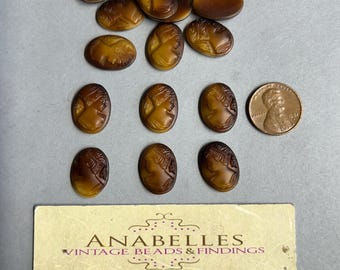 Vintage cabochons 18 x 13 mm, sieraden maken, (6 stuks)