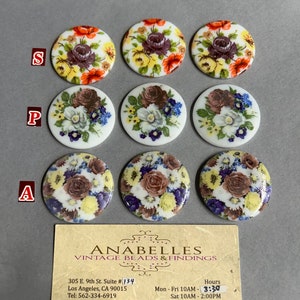 Vintage Cabochons. NOS. 35mm. Glass cabochons. Sold by lots of 3 pieces.