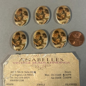 Vintage Cabochons. NOS. 25x18mm. Glass cabochons. Sold by lots of 6 pieces.