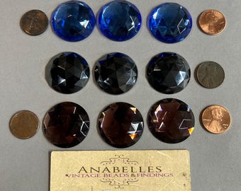Vintage cabochons. NOS. 30mm. Glass jewels. Sold by lots of 3 pcs