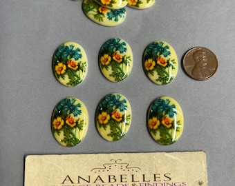 25x18mm, Vintage cabochons, Jewelry making. Lot of 6 pcs.
