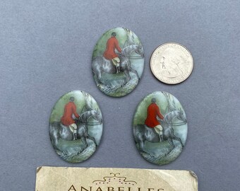40x30mm, Vintage Cabochons, Jewelry making supplies. (3 pcs)