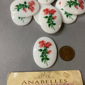 Vintage cabochons. NOS. 40x30mm, Glass cabochons. Sold by piece.
