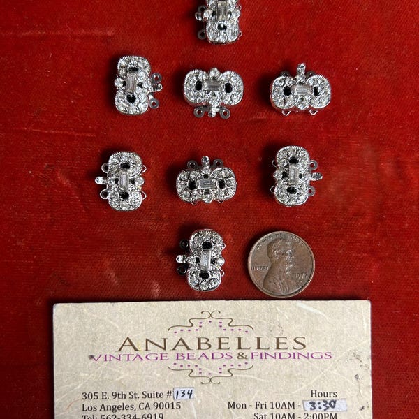 Vintage clasps art deco NOS. #6163, 17x10mm. 2 Row clasp. Sold by piece