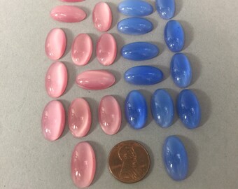 Vintage Japanese Glass Cabochons, 20x11mm, Jewelry Making (12 Pieces)
