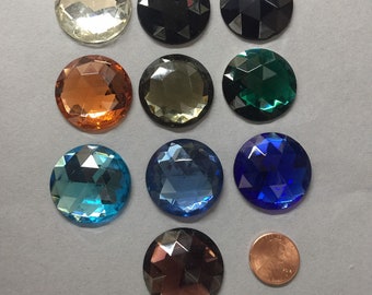 Cabochons. NOS. 30mm, Lovely Vintage Glass Jewels. Vintage cabochons. Sold by lots of 3 pieces.