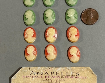 18 x 13 mm Vintage Kameen, Schmuckherstellung, (6 Stück)