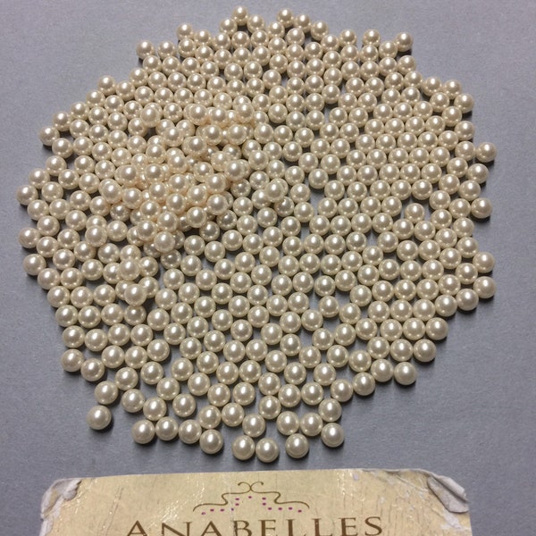 Pearls. NOS. 5mm No Hole Pearls. Off White Pearls. Sold by lots of 144 pieces.